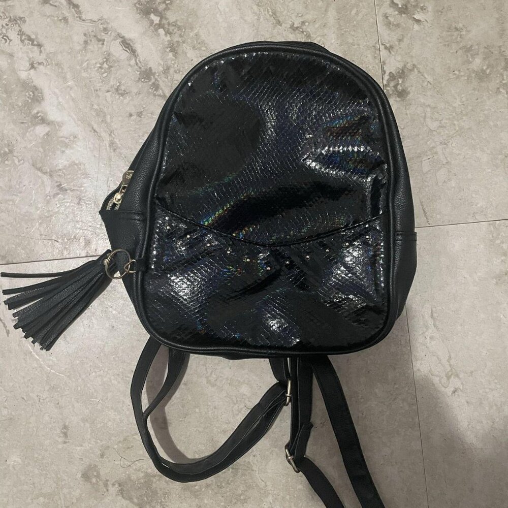Justice Backpack Black Sparkle